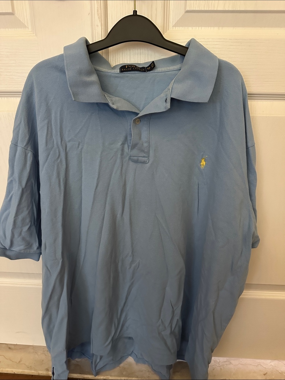 Polo by Ralph Lauren Men’s Light Blue Polo with Yellow Pony